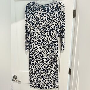 Ralph Lauren Navy and White Long Sleeve Dress